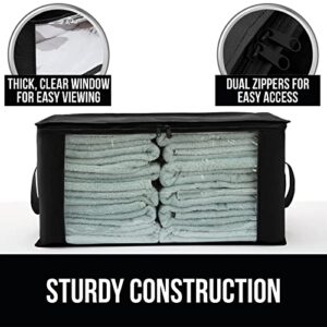 Gorilla Grip Wire Shelf Liners Set of 3 and Clothes Storage Bag Organizer Set of 2, Shelf Liner Size 14x24 in Black, Waterproof Hard Plastic, Storage Bag Size 90L in Black, Clear Window, 2 Item Bundle