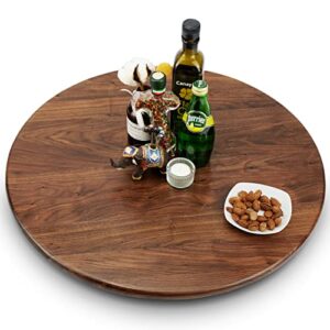 magigo 24 inches black walnut wood lazy susan organizer, solid wooden round turntable, rotating tray for table top/counter top