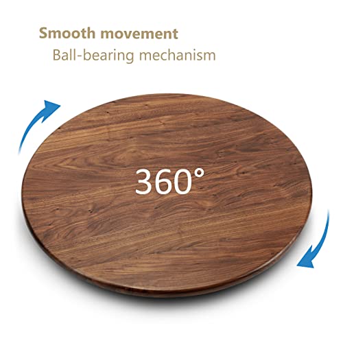 MAGIGO 24 Inches Black Walnut Wood Lazy Susan Organizer, Solid Wooden Round Turntable, Rotating Tray for Table Top/Counter Top