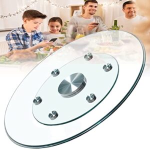 30 Inch Glass Lazy Susan Turntable, Clear Round Tabletop Rotating Serving Tray, Large Dining Table Tray Tabletop Organizer,Aluminum Alloy Bearing, Silent