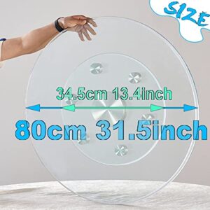 30 Inch Glass Lazy Susan Turntable, Clear Round Tabletop Rotating Serving Tray, Large Dining Table Tray Tabletop Organizer,Aluminum Alloy Bearing, Silent