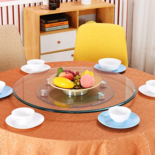 30 Inch Glass Lazy Susan Turntable, Clear Round Tabletop Rotating Serving Tray, Large Dining Table Tray Tabletop Organizer,Aluminum Alloy Bearing, Silent