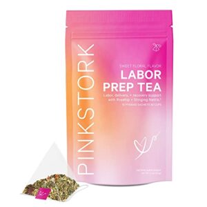 pink stork labor prep tea: sweet floral – red raspberry leaf tea for pregnancy & postpartum – all organic delivery essentials- for 3rd & 4th trimester – pregnancy must haves – women-owned – 30 cups