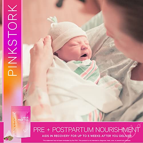 Pink Stork Labor Prep Tea: Sweet Floral - Red Raspberry Leaf Tea for Pregnancy & Postpartum - All Organic Delivery Essentials- For 3rd & 4th Trimester - Pregnancy Must Haves - Women-Owned - 30 Cups