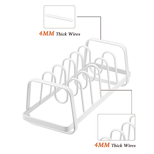 SANNO Pot Lid Holders Heavy Duty Pan Rack Organizer Pot Organizer Rack for Cabinet, Bakeware Rack,Kitchen Cookware Pantry Cabinet Storage Rack with 7 Dividers (pack of 1)