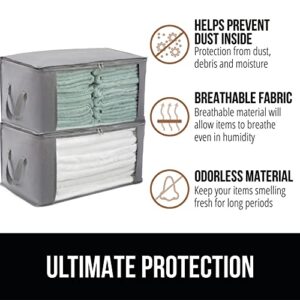 Gorilla Grip Wire Shelf Liners Set of 4 and Clothes Storage Bag Organizer Set of 2, Shelf Liner Size 14x36 in Charcoal, Waterproof Hard Plastic, Storage Bag Size 90L in Gray, 2 Item Bundle