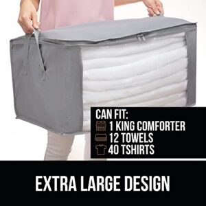 Gorilla Grip Wire Shelf Liners Set of 4 and Clothes Storage Bag Organizer Set of 2, Shelf Liner Size 14x36 in Charcoal, Waterproof Hard Plastic, Storage Bag Size 90L in Gray, 2 Item Bundle