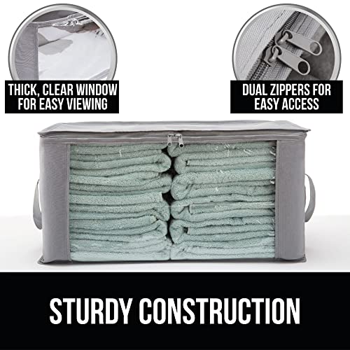 Gorilla Grip Wire Shelf Liners Set of 4 and Clothes Storage Bag Organizer Set of 2, Shelf Liner Size 14x36 in Charcoal, Waterproof Hard Plastic, Storage Bag Size 90L in Gray, 2 Item Bundle