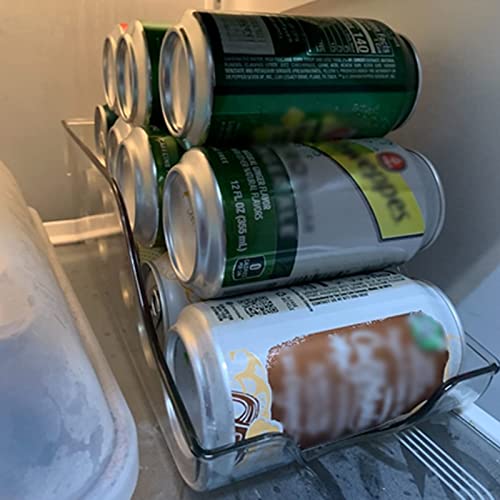 Soda Can Organizer for Refrigerator, 2 Pack Clear Plastic Drink Organizer for Fridge, Can Holder for Refrigerator, Can Dispenser for Refrigerator, for Cabinets, Countertops, Fridge, Pantry (2)