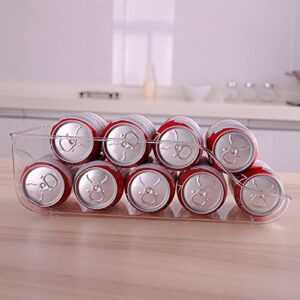 Soda Can Organizer for Refrigerator, 2 Pack Clear Plastic Drink Organizer for Fridge, Can Holder for Refrigerator, Can Dispenser for Refrigerator, for Cabinets, Countertops, Fridge, Pantry (2)
