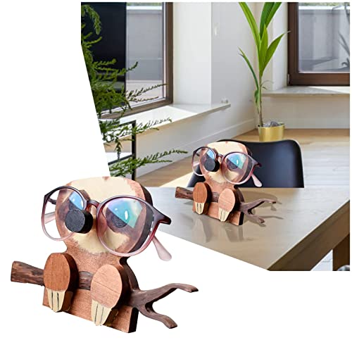 Yaoercty Delivered Before Christmas - Cute Creative Animal Glasses Rack Holder, 1PC Cute Wooden Animal Shaped Glasses Frame Home Office Desktop Decor,Valentine's Day (B)