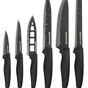 Granitestone Nutriblade 6 PC Knife Set, Professional Kitchen Chef’s Knives with Ultra Sharp Stainless Steel Blades and Nonstick Granite Coating, Easy-Grip Handle, Rust-proof, Dishwasher-safe, Black