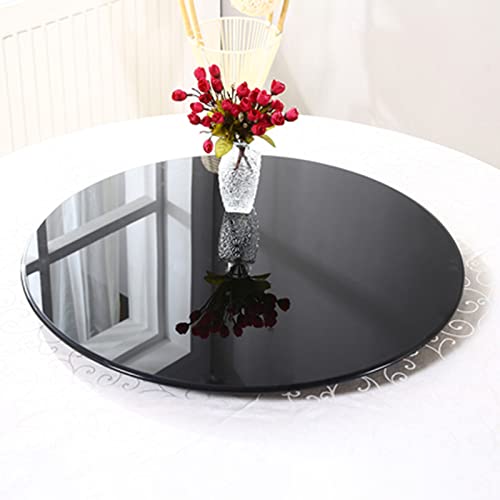 WYFFF 36inch Black Tempered Glass Lazy Susan Turntable for Dining Table, Large Lazy Susan Rotating Serving Tray, Smooth Quiet, Easy to Share Food