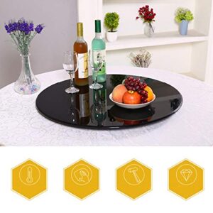 WYFFF 36inch Black Tempered Glass Lazy Susan Turntable for Dining Table, Large Lazy Susan Rotating Serving Tray, Smooth Quiet, Easy to Share Food