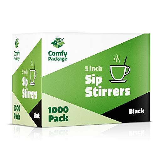 5 Inch Coffee & Cocktail Stirrers/Straws [1000 Count] Disposable Plastic Sip Stir Sticks – Black