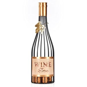 aayla wine cork holder – wine time cork storage, black and antique gold, unique gift for wine lovers (wire champagne shape, holds approximately 55 corks)