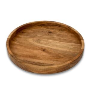 BlackRidge Home Lazy Susan Organizer, 14 inch Rustic Farmhouse Acacia Wood Lazy Susan Turntable, Wooden Lazy Susan Turntable for Table, Kitchen Countertop, Dining, Decorative Lazy Susan for Counter