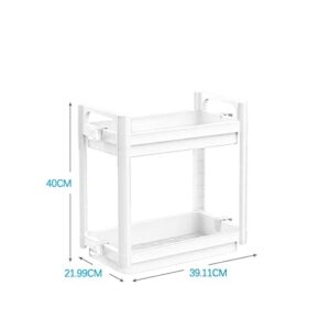 Layway Multipurpose Under Sink Storage Rack for Closet Cabinet,Under Bathroom Kitchen Sink Organizer,2 Tier Countertop Collection Baskets Shelf with Hooks for Home Office (White)