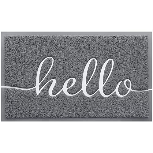 BeneathYourFeet Door Mat (30"x17.5",Grey), Durable Welcome Mat Low Profile Floor Mat Front Doormat Indoor Outdoor Door Rug Non Slip Rugs for Entryway, Patio, High Traffic Areas