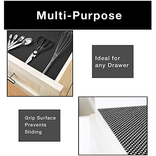 Smart Design Premium Grip Shelf Liner - 18 Inch x 48 Feet (Set of 6 Rolls Total) - Non Adhesive, Strong Grip Bottom, Easy Clean Kitchen Drawer, Cabinet, Cupboard Dresser Cover, Non Slip - Black