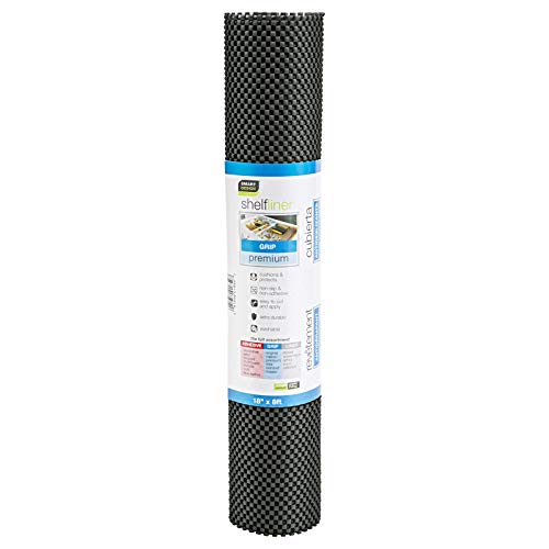 Smart Design Premium Grip Shelf Liner - 18 Inch x 48 Feet (Set of 6 Rolls Total) - Non Adhesive, Strong Grip Bottom, Easy Clean Kitchen Drawer, Cabinet, Cupboard Dresser Cover, Non Slip - Black