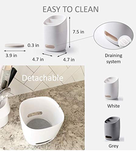 LOTSA. STYLE Utensil Drying Sink Caddy with Diatomite, Multi Purpose Holder Organizer, Kitchen Countertop Craft Table Desktop Office (Grey)