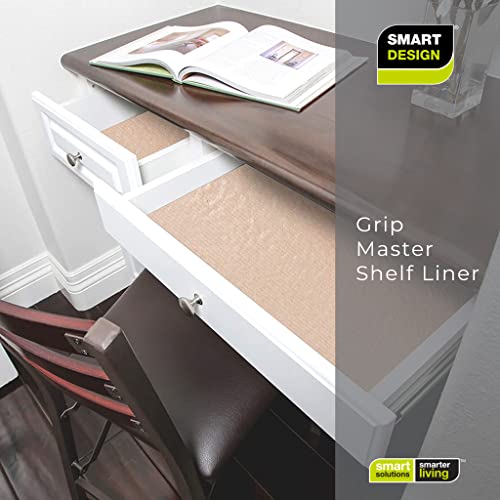 Smart Design Master Solid Grip Shelf Liner - 18 Inch x 24 Feet Total (Set of 6 Rolls) - Non Adhesive, Strong Grip Bottom, Easy Clean Kitchen Drawer, Cabinet, Cupboard Dresser Cover, Non Slip - Taupe