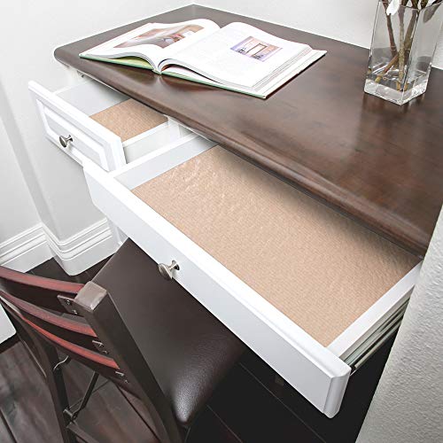 Smart Design Master Solid Grip Shelf Liner - 18 Inch x 24 Feet Total (Set of 6 Rolls) - Non Adhesive, Strong Grip Bottom, Easy Clean Kitchen Drawer, Cabinet, Cupboard Dresser Cover, Non Slip - Taupe