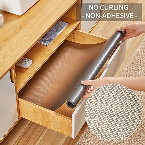 Shelf Liner Kitchen Drawer Mats,Washable Oil-Proof Drawer Liner,Non-Adhesive Protective,Waterproof Cabinet Protection Mat,Non-Slip Cabinet Liner 17.7Inches x 78.7Inches(Black)