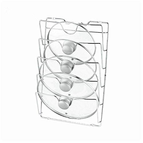 SAVICOS Wall Door Mount Pot Lid Rack,Kitchen Storage and Cabinet Organizer Holder,Chrome Finish