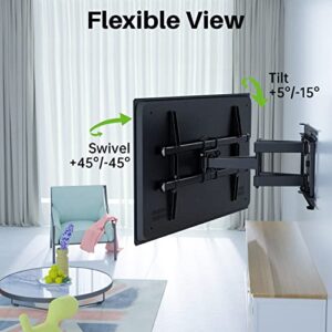 USX MOUNT Full Motion TV Wall Mount for 42"-80" TVs, Swivel and Tilt TV Mount , Wall Mount TV Bracket with Articulating 6 Arms, Max VESA 600x400mm, 110 lbs, 16" Wood Studs with Wall Drilling Template