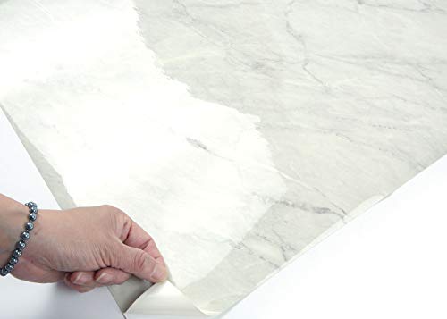 ROSEROSA Peel and Stick PVC Faux Marble Self-Adhesive Wallpaper Covering Counter Top Shelf Liner Carrara (PGS4133 : 2.00 Feet X 6.56 Feet)