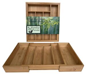 bamboo panda: 7 compartment expandable drawer organizer – 100% natural bamboo – silverware, utensil, cutlery tray & home/office organizer