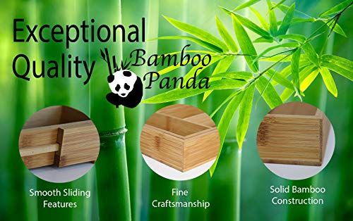 Bamboo Panda: 7 Compartment Expandable Drawer Organizer - 100% Natural Bamboo - Silverware, Utensil, Cutlery Tray & Home/Office Organizer