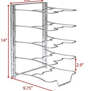 SimpleHouseware Beverage Can Dispenser Rack + 5 Adjustable Compartments Pan Organizer, Chrome