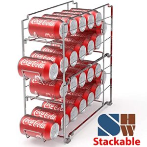 SimpleHouseware Beverage Can Dispenser Rack + 5 Adjustable Compartments Pan Organizer, Chrome