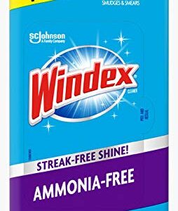 Windex Ammonia-Free Premoistened Glass Wipes, Crystal Rain Fresh Scent, 25 Count