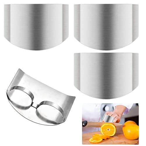 NAOKBOEE 4 PCS Stainless Steel Finger Guard, Kitchen Safe Slicing Tool for Hands, Kitchen Tool Upgraded Double Finger Protectors, Avoid Hurting When Slicing and Chopping