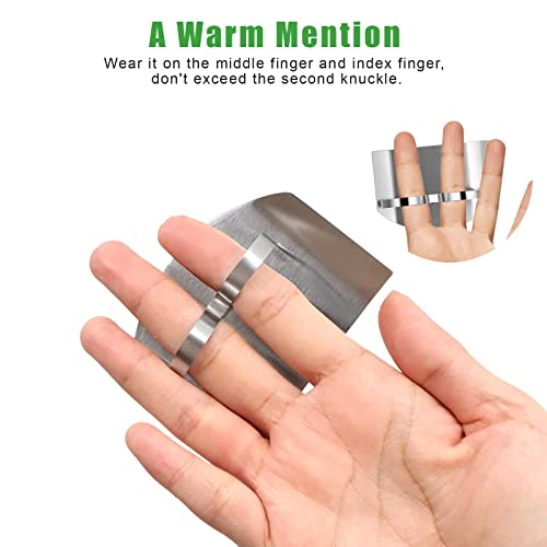 NAOKBOEE 4 PCS Stainless Steel Finger Guard, Kitchen Safe Slicing Tool for Hands, Kitchen Tool Upgraded Double Finger Protectors, Avoid Hurting When Slicing and Chopping