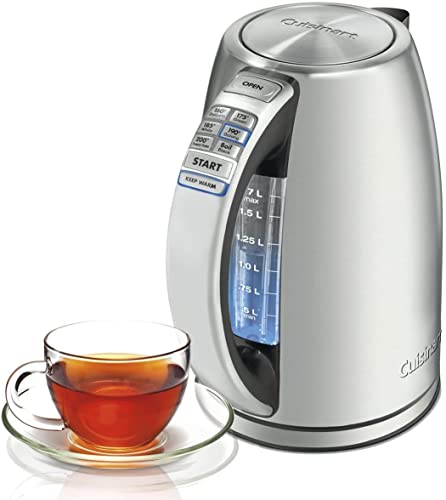 Electric Kettle by Cuisinart, 1.7-Liter Capacity, Cordless 1500-Watts for Fast Heat Up, Stay Cool Non-Slip Handle, Stainless Steel, CPK-17P1