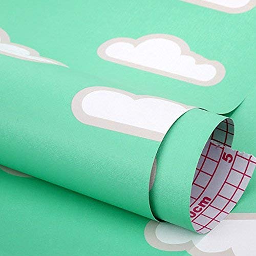 HOYOYO 17.8 x 78 Inches Self-Adhesive Shelf Liner, Self-Adhesive Shelf Liner Dresser Drawer Paper Wall Sticket Home Decoration, White Cloud