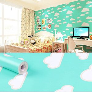 HOYOYO 17.8 x 78 Inches Self-Adhesive Shelf Liner, Self-Adhesive Shelf Liner Dresser Drawer Paper Wall Sticket Home Decoration, White Cloud