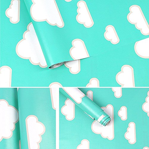 HOYOYO 17.8 x 78 Inches Self-Adhesive Shelf Liner, Self-Adhesive Shelf Liner Dresser Drawer Paper Wall Sticket Home Decoration, White Cloud