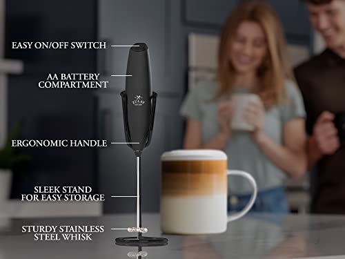 Zulay Executive Series Ultra Premium Gift Milk Frother For Coffee With Improved Stand - Coffee Frother Handheld Foam Maker For Lattes - Electric Milk Frother Handheld For Cappuccino, Frappe, Matcha