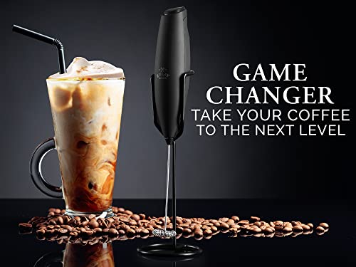 Zulay Executive Series Ultra Premium Gift Milk Frother For Coffee With Improved Stand - Coffee Frother Handheld Foam Maker For Lattes - Electric Milk Frother Handheld For Cappuccino, Frappe, Matcha