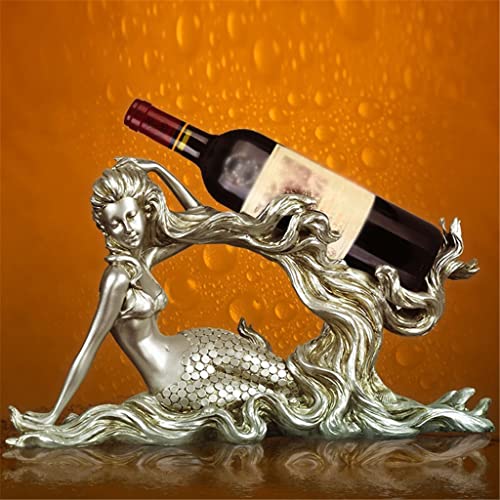 DOUBA Retro Mermaid Resin Shape Wine Rack European Resin Wine Rack Wine Cabinet Wine Rack Desktop Ornaments