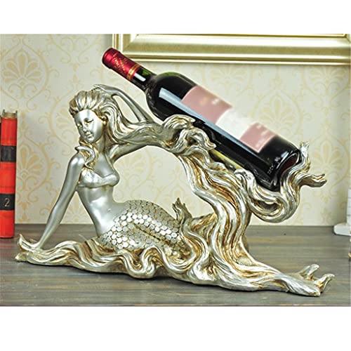 DOUBA Retro Mermaid Resin Shape Wine Rack European Resin Wine Rack Wine Cabinet Wine Rack Desktop Ornaments