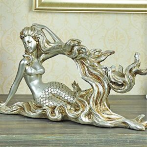 DOUBA Retro Mermaid Resin Shape Wine Rack European Resin Wine Rack Wine Cabinet Wine Rack Desktop Ornaments