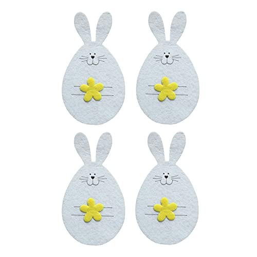 Easter Head Cutlery Head Colors Fork Bag Bunny 4 Rabbit Three Sets Set Sticky And Flower Tableware Dining Room Table Setting