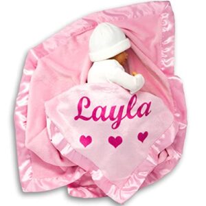 custom catch personalized baby blanket for girls – pink – newborn or infant gift with name